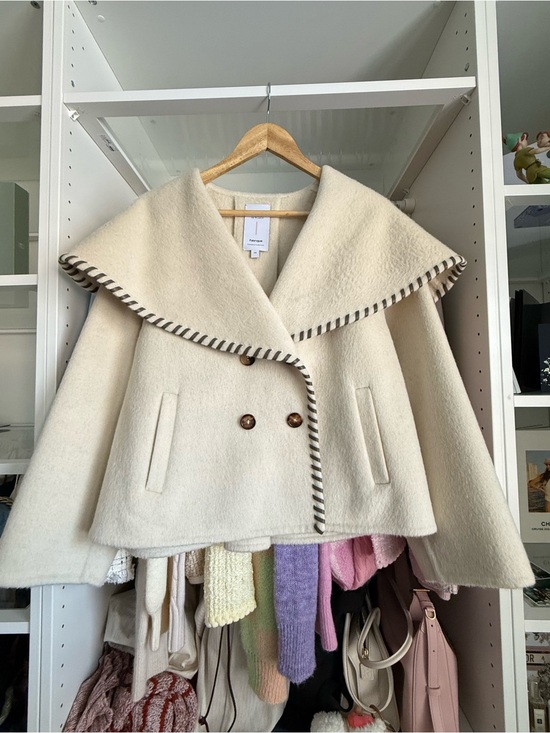 Fabrique Jackets & Blazers - Cream Wool Cape Coat